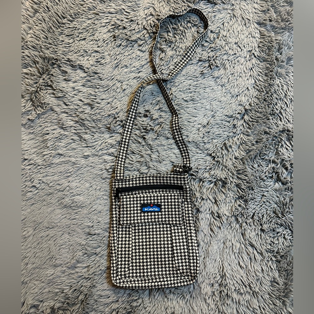 Kavu Cotton Canvas Crossbody Bag Houndstooth Pattern Like New - Picture 2 of 8